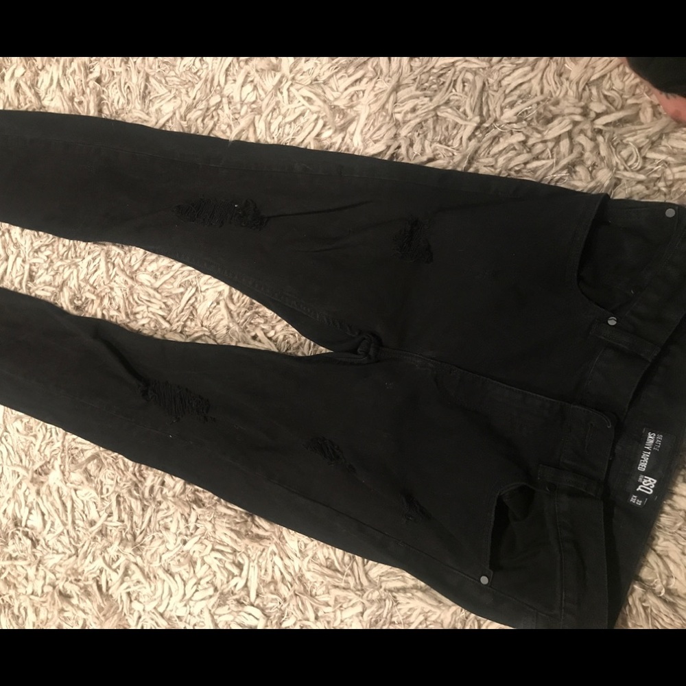 Mens RSQ skinny jeans black torn ripped Pacsun